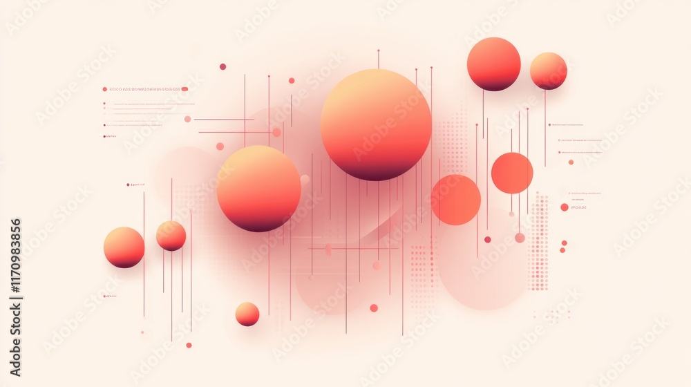 Poster abstract background with orange spheres and lines.