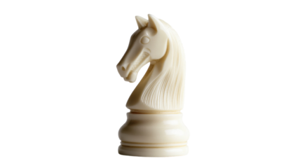 Exploring the Strategic Depth of a Single White Chess Knight Piece Isolated on a Board for Chess Enthusiasts and Game Designers.