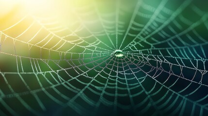 Obraz premium A spider web with water droplets on it