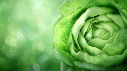 Obraz premium A close up of a head of cabbage on a green background
