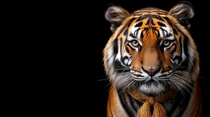 Obraz premium A close up of a tiger with a scarf around its neck