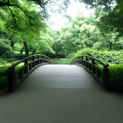 Obraz premium Serene Garden Bridge Illustration