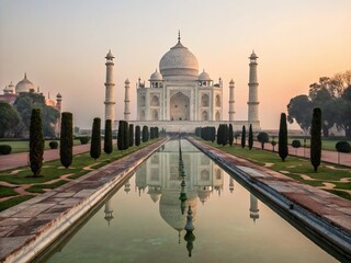 Obraz premium Majestic Mausoleum at Sunrise: A Timeless Indian Landmark