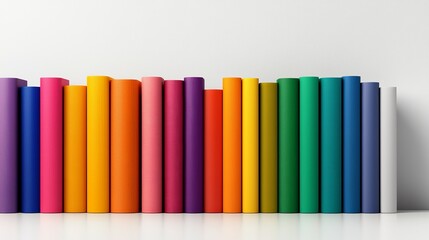 Naklejka premium A row of colorful books sitting on top of each other