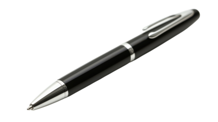A Sleek Metallic Finish Pen on a White Background Ideal for Office and Stationery Marketing Visuals Featuring Elegance and Professionalism.