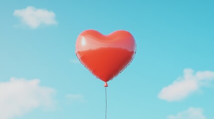 Heart-shaped balloon floating in the sky for Valentine's Day