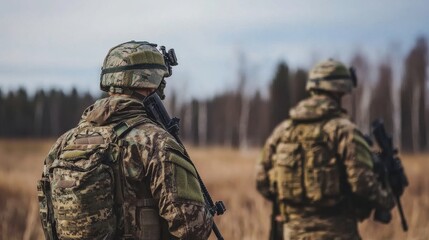 Obraz premium Soldiers Engaged in Detailed Tactical Drills Outdoors