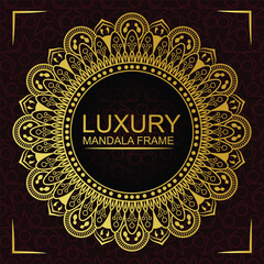 Golden mandala frame design with abstract background design