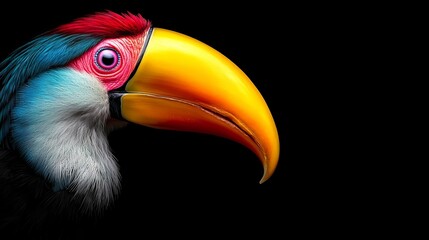 Obraz premium A colorful toucan with a black background