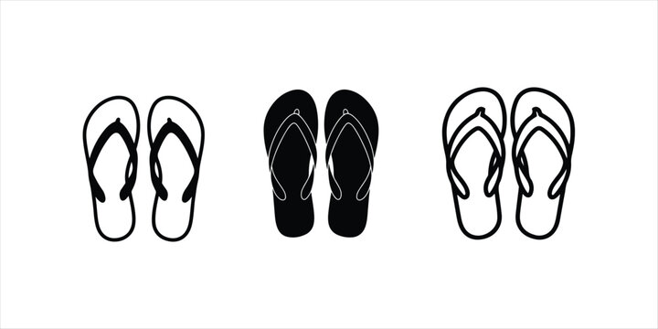flip flop and sandal set illustration on white background. flip flop and sandal set  vector.