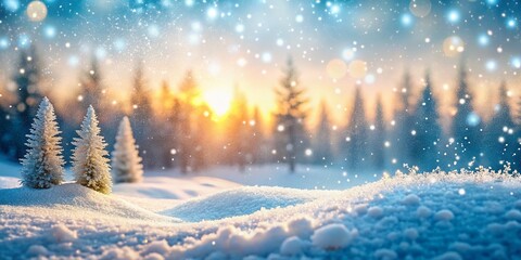 Majestic Winter Wonderland: Snowy Landscape Long Banner with Copy Space for Christmas and Holiday Designs