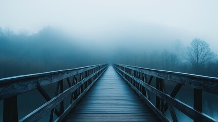 Fototapeta premium wooden bridge in fog