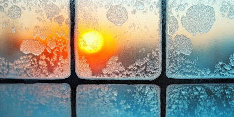 Abstracts, An abstract close-up image showcasing intricate frost patterns on a window, highlighting the beauty of winter's delicate designs.