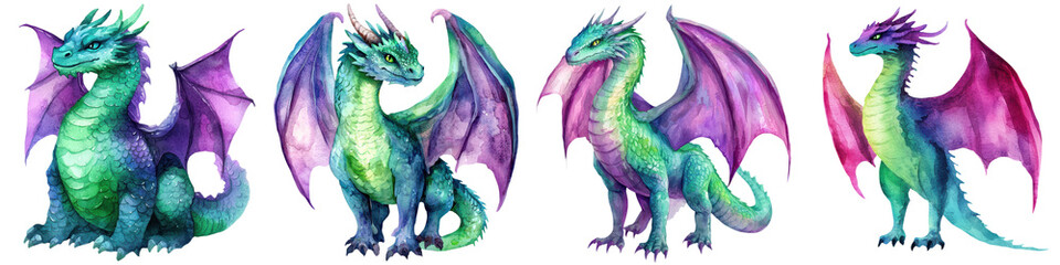 Magnificent Fantasy Dragons Soaring in Vibrant Ethereal Landscapes