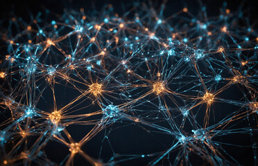 Obraz premium The idea of artificial intelligence is depicted as a glowing network of interconnected nodes
