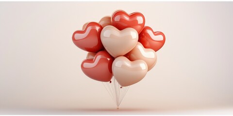 Valentine heart balloons floating in whimsical cartoon style dreamy environment gigapixel quality