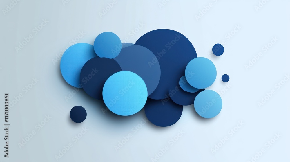 Poster abstract blue circles overlap design.