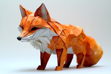 Cartoon red fox illustration standing on a white background