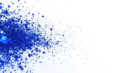 Obraz premium Bright blue energy bursts beneath a 3D hexagonal grid on a minimalist white background, showcasing technology.