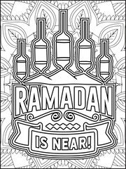 Happy Ramadan Quote Coloring Page for Adults. Ramadan Quote Coloring Sheet. Islamic Coloring Page.