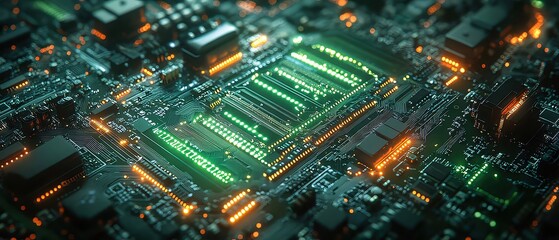 Close-up of illuminated circuit board. (1)