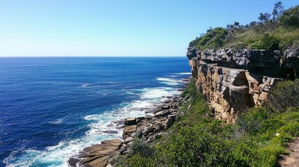 Stunning Coastal Cliffside Panorama: Ocean View and Rugged Beauty