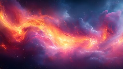 Obraz premium Cosmic Nebula Swirling Flames Of Fiery Hues