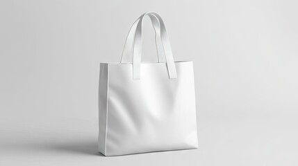 Clean white tote bag isolated with blank interiors and exteriors for versatile branding purposes.
