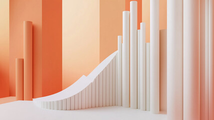 Obraz premium ミニマルなデザインの3Dグラフと上昇矢印