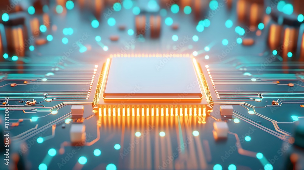 Poster illuminated central processing unit on circuit board. (1)