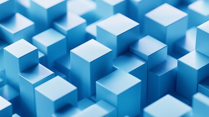 Fototapeta premium Background featuring icy blue 3D cubes arranged in an abstract isometric view, with a focus on minimalist design and high contrast. Captured in full ultra HD for detailed clarity.