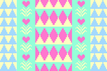 Geometric, seamless, Valentine day, love,valentine,LGBTQ,heart,pixel,fabric pattern for textiles, rugs, wallpaper, clothing, sarong, batik, wrapping, embroidery, print, background, cover, illustration