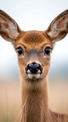 Fototapeta premium A close up of a deer's face in a field