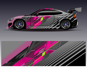 Car wrap design vector. Graphic abstract stripe racing background designs for vehicle, rally, race, adventure and car racing livery	