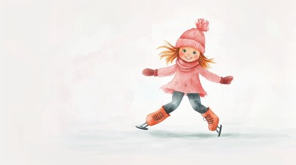 Beautiful girl skating on ice surface.