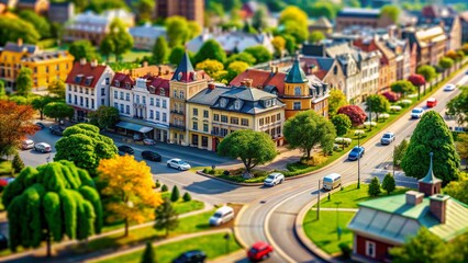 Miniature World: Vibrant Cityscape Tilt-Shift Photography