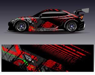 Car wrap design vector. Graphic abstract stripe racing background designs for vehicle, rally, race, adventure and car racing livery	