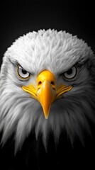 Obraz premium A close up of an eagle's head on a black background