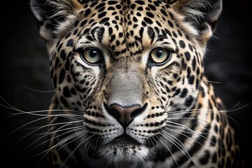 Minimalist Black and White Close-up Leopard Face Photography