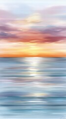 Fototapeta premium A painting of a sunset over a body of water