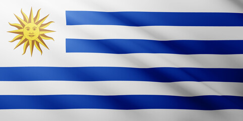 Waving flag of Uruguay. National flag of Uruguay background