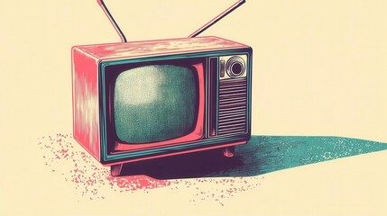Obraz premium A vintage television set with antennas, showcasing retro design and nostalgic appeal.