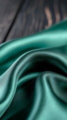 A close up shot of a green satin fabric