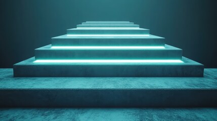 Illuminated staircase, glowing steps leading to a bright destination at night glowing