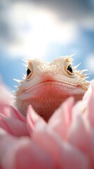 Fototapeta premium A close up of a lizard on a pink flower