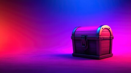 Dramatic illumination, a black and red box with soft, emitting glow in the dark