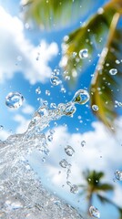 Fototapeta premium A close up of water splashing out of a palm tree