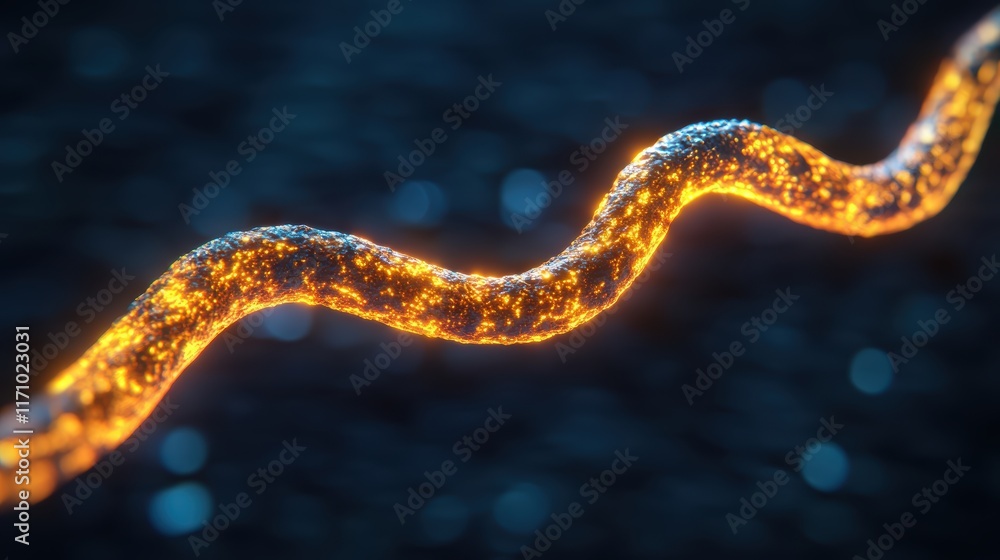 Aufkleber glowing orange double helix, an intricate illuminated structure of a dna sequence