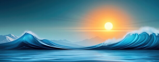 Develop a striking template of a rising sea level to illustrate global warming, with ample copy space.