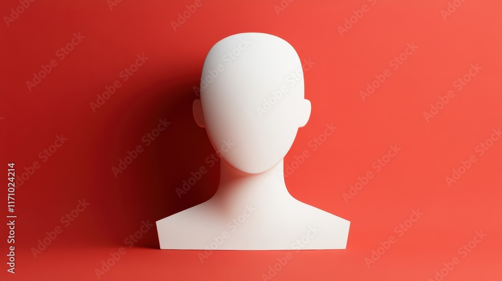 Poster intense portrait of a man against red background, study of expression and color